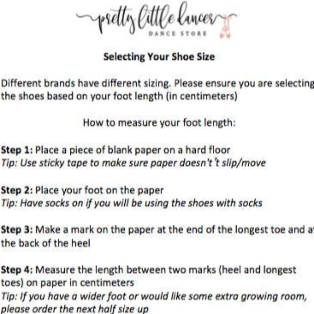 Pretty Little Dancer_ Oxford Tap Shoes_ Size Guide