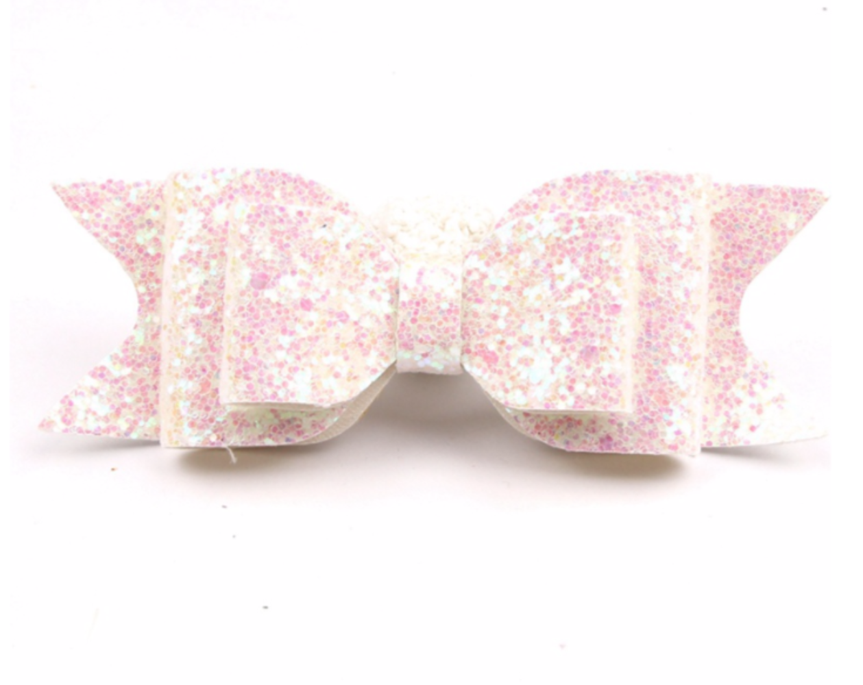 Pretty Little Dancer_Glitter Knot Bow_White