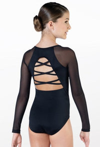 Pretty Little Dancer_ Balera_ Long Sleeve Strappy Leotard_Black