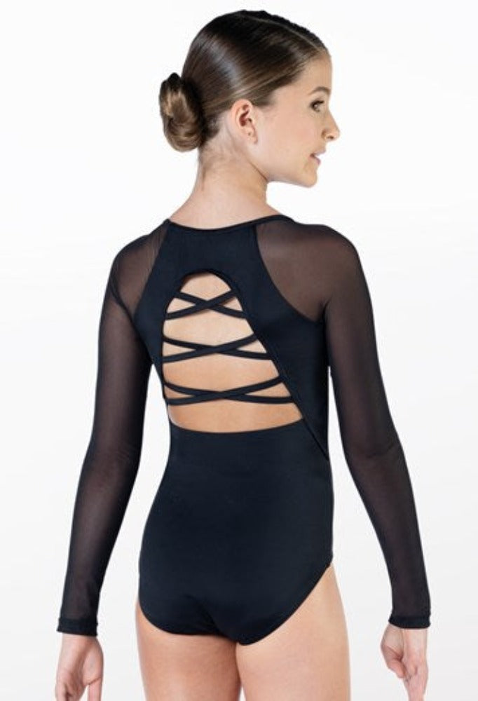 Pretty Little Dancer_ Balera_ Long Sleeve Strappy Leotard_Black