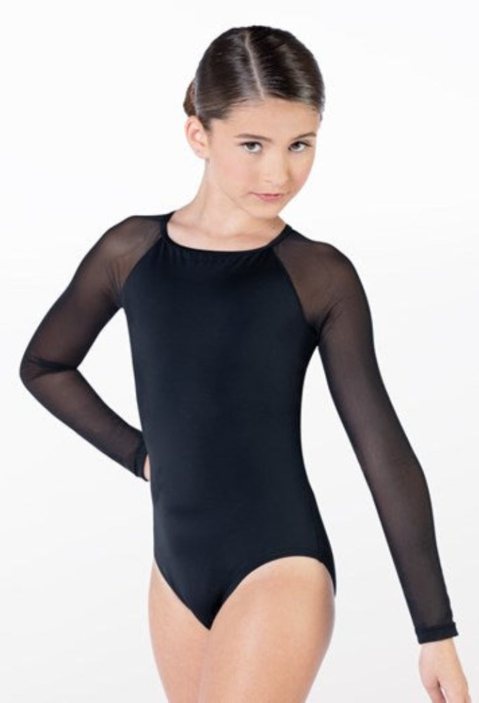 Pretty Little Dancer_ Balera_ Long Sleeve Strappy Leotard_Black
