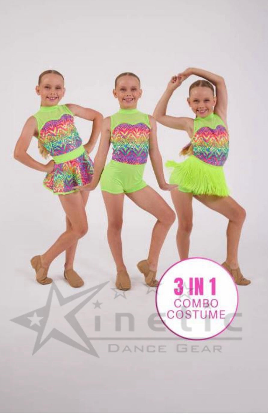 “GET THE PARTY STARTED” Costume Size 6 Kinetic Creations (Second Hand)