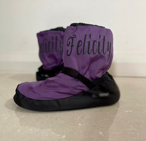 Warm Up Booties personalised with name