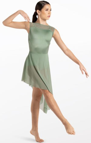 Sage Green Mesh Asymmetric Hem Dress Size MC (Second Hand)
