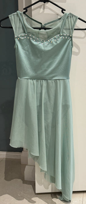 Sage Green Mesh Asymmetric Hem Dress Size MC (Second Hand)