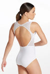 BALERA Sleeveless Mesh Illusion Leotard White