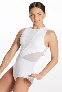 BALERA Sleeveless Mesh Illusion Leotard White