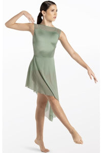 Sage Green Mesh Asymmetric Hem Dress Size MC (Second Hand)