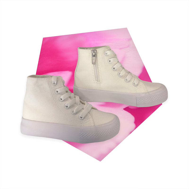 High Tops Canvas with Zipper White and Black