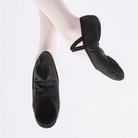 Black Leather Split Sole Ballet Shoes