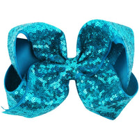 Pretty Little Dancer_Sequin Hair Bow_Aqua