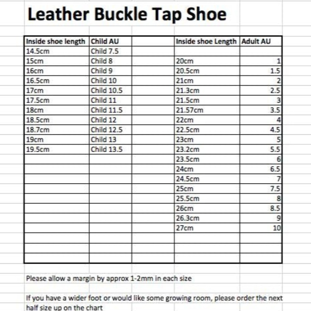 PLD_Dance Shoe Size Guide