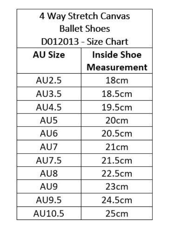 Pretty Little Dancer_ Ballet Shoes_ Canvas_Size Chart
