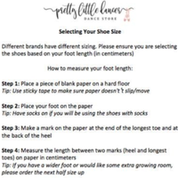 Pretty Little Dancer_ Jazz Shoes_ Size Guide