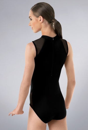 Pretty Little Dancer_ Balera_ High Neck Mesh Inset Leotard_Black